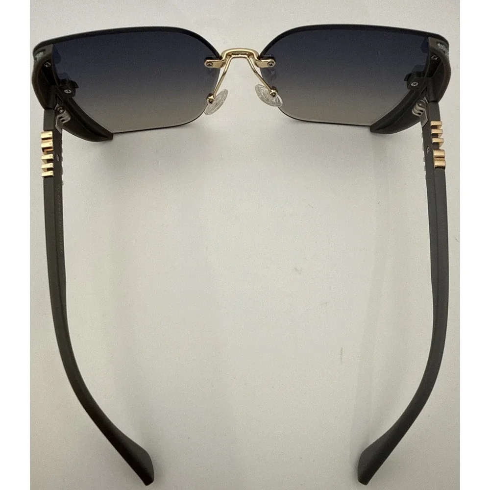 Miu Miu Aube Authentic Womens Sunglasses Black frameless Gold trim Gradient Lens